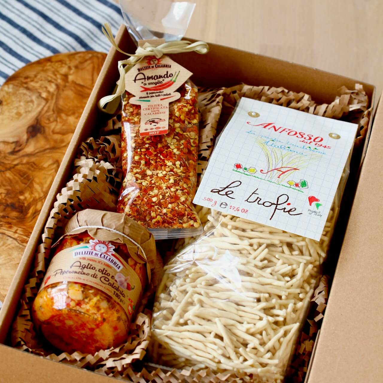 Poklon pakiranje tjestenina aglio, olio, peperoncino