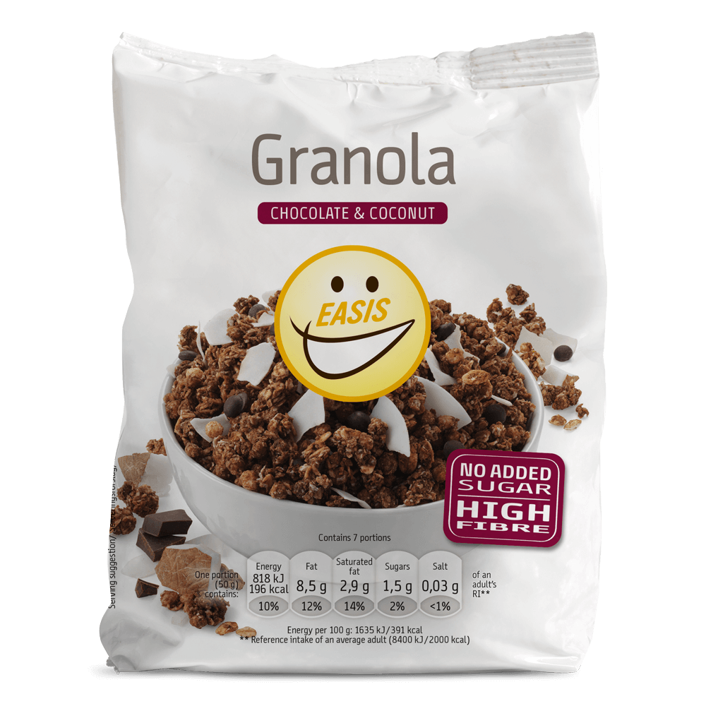 Granola s kokosom in čokolado brez sladkorja in brez sladil