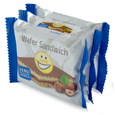 NAPOLITANKA s lješnjacima, kremom od vanilije i čokoladom 3x25g